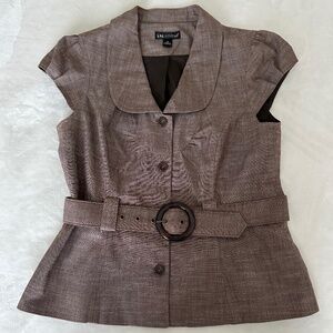 I.N. STUDIO Women’s Brown Short Sleeved Brown  Blazer Size 8